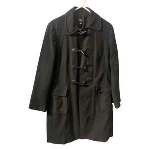 Vintage Gap Women's Toggle Coat Size XL Black Mid Length Cotton Preppy Retro